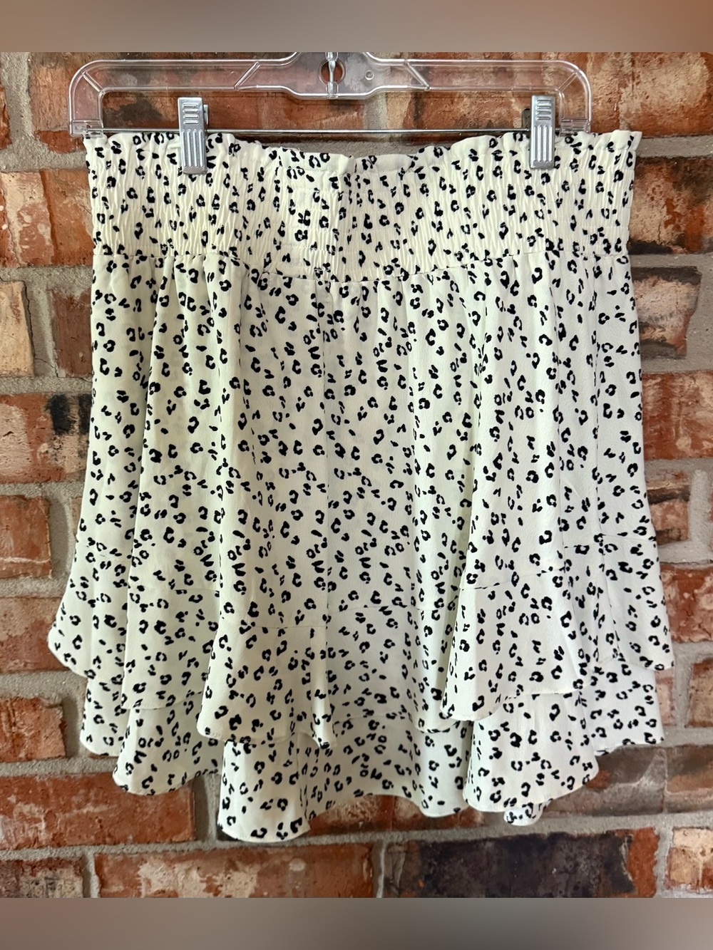 Socialite Cream Mini Skirt with Black Leopard Spots